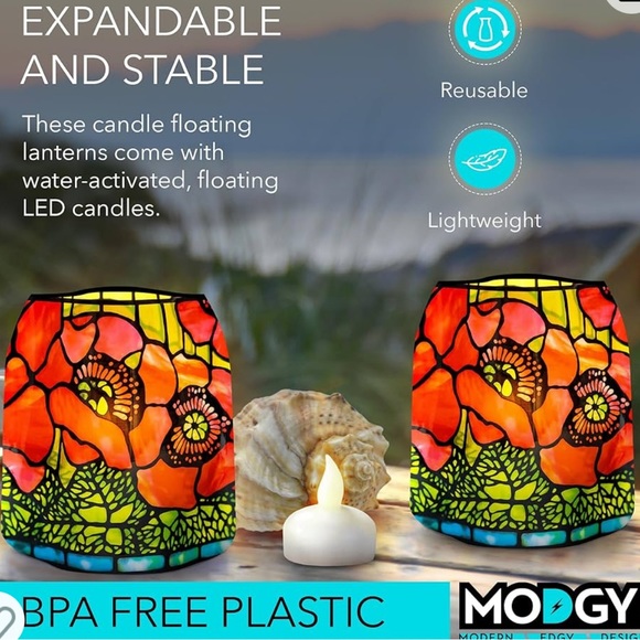 MODGY LUMINARY LANTERNS - TIFFANY POPPY SHADE DESIGN - PACK OF FOUR - Picture 4 of 5